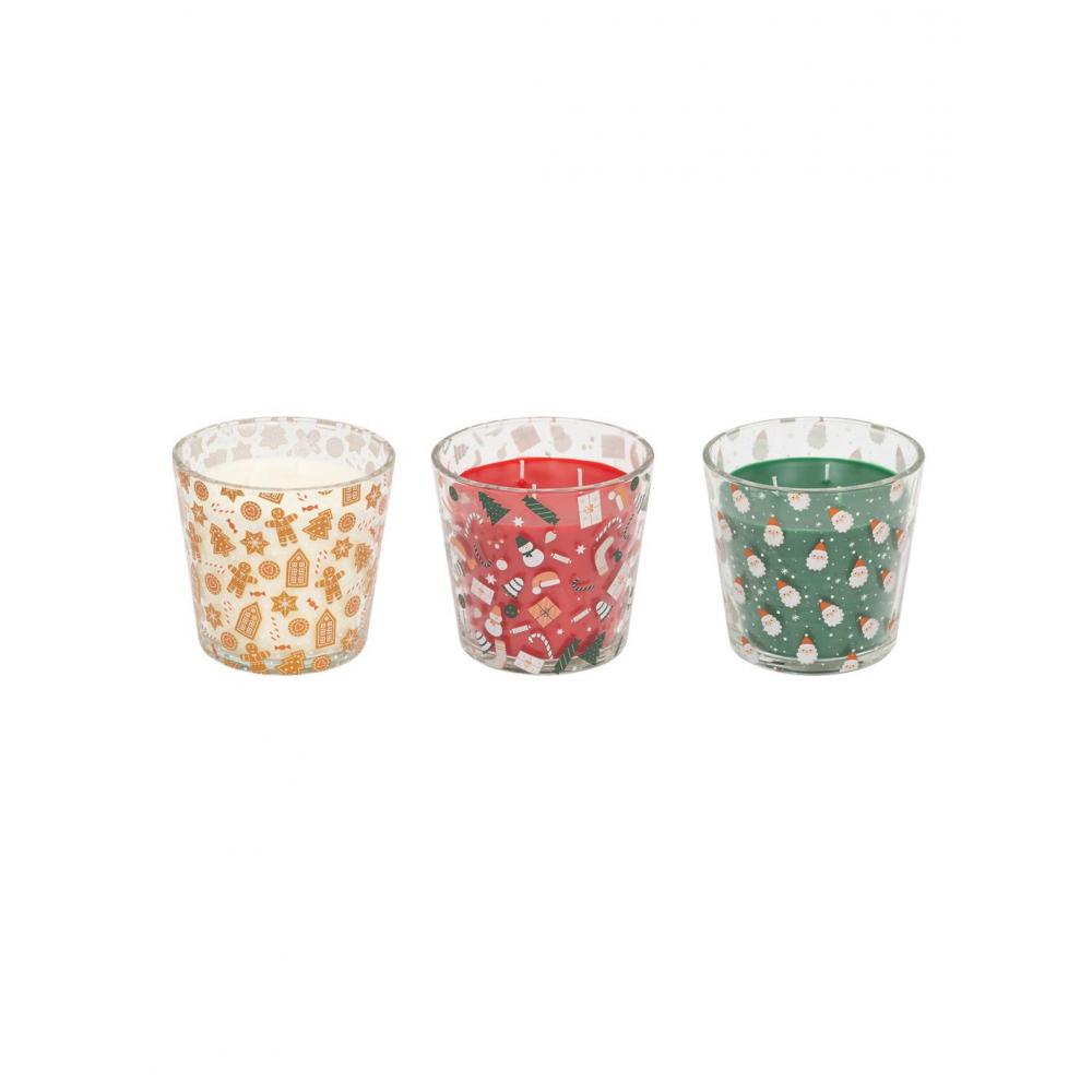 Κερί σε ποτήρι Christmas 3αρώματα 500gr/Φ13,5x12,5cm Plastona 07.208543
