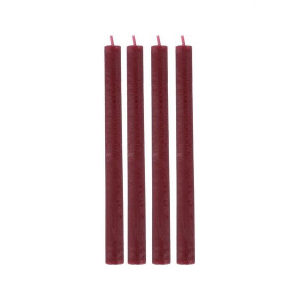 Κεριά κηροπηγίου μπορντώ 4τμχ 8,8x2,3x25,5cm Plastona 03.24784