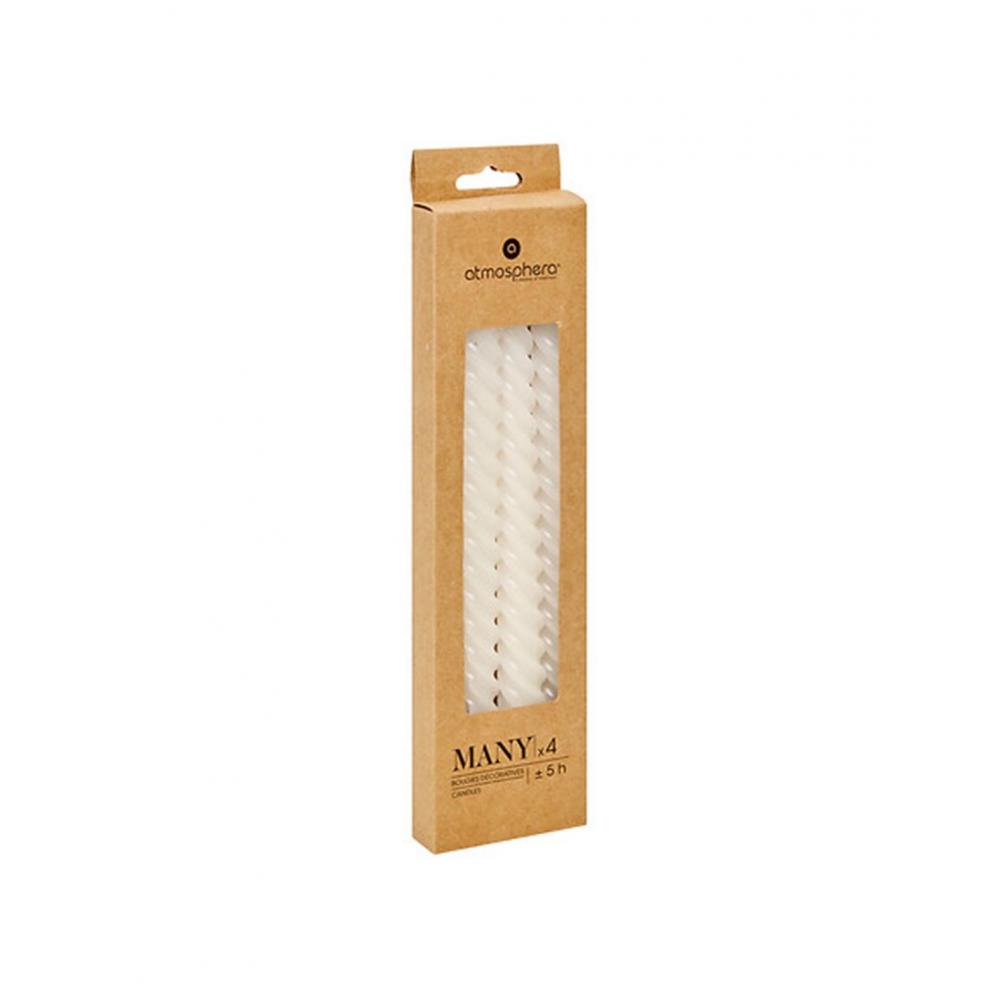 Κεριά λευκά σετ4/25cm Plastona 07.207036A