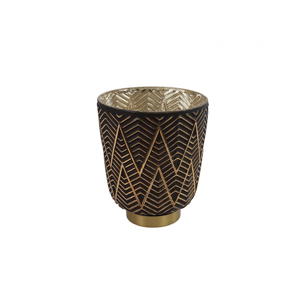 Κηροπήγιο γυαλ. Chalice μαύρο/χρυσό 13Χ16 Plastona 013.789367