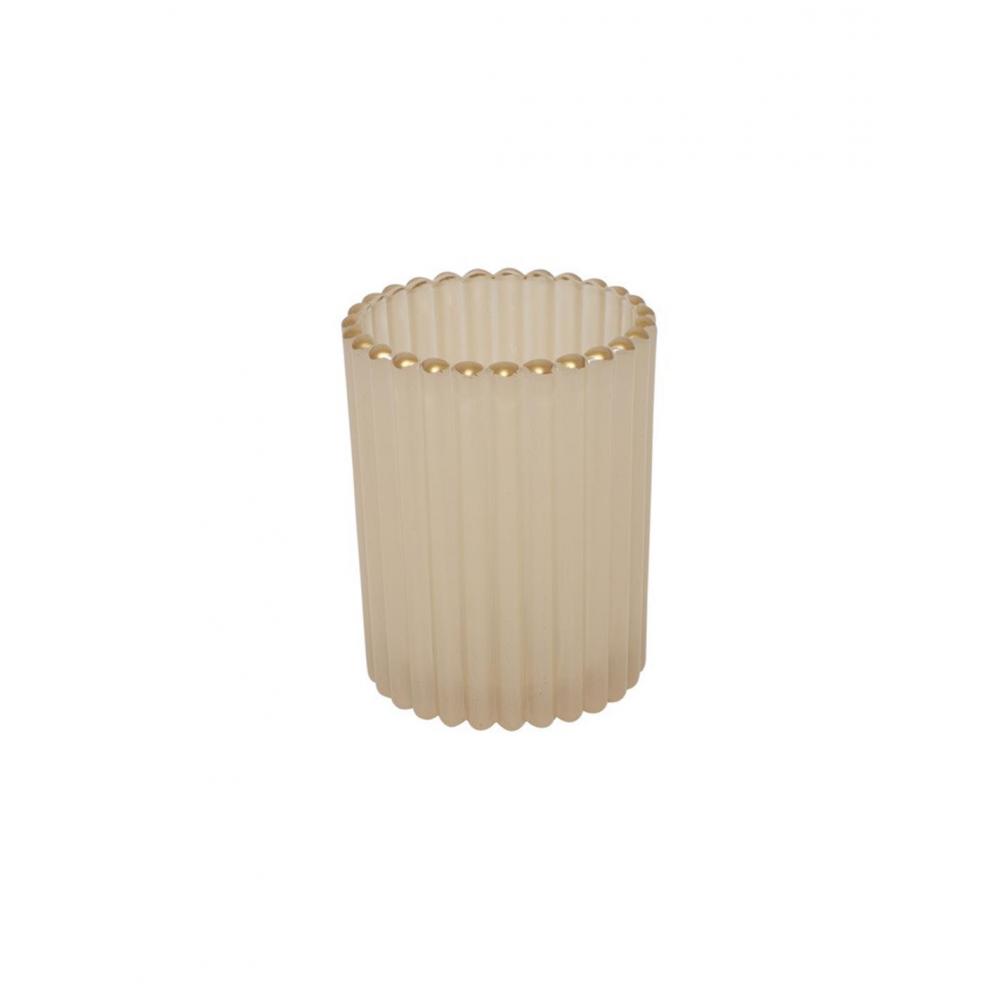Κηροπήγιο γυαλ.εκρού χρυσό rim Φ7,5Χ10 Plastona 013.825044