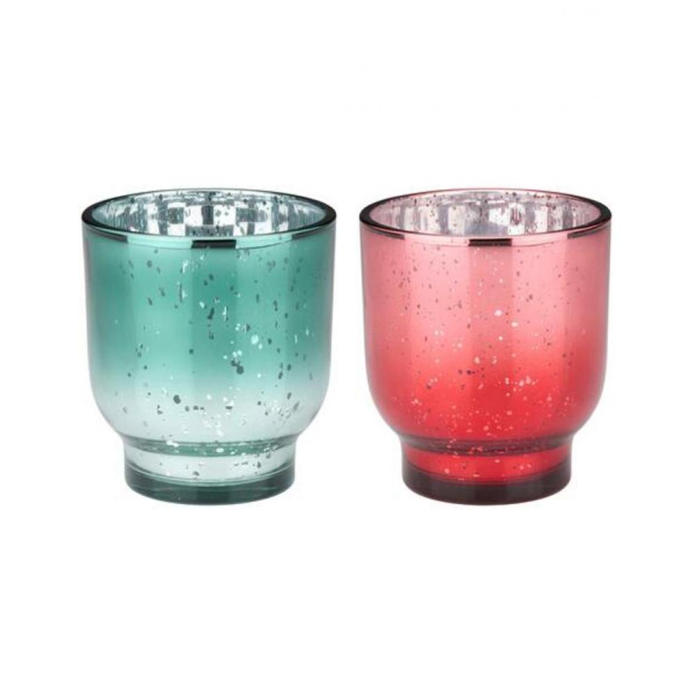 Κηροπήγιο γυαλ.Κόκκ./πρασ.2χρωμ.Φ9Η10cm Plastona 03.56907