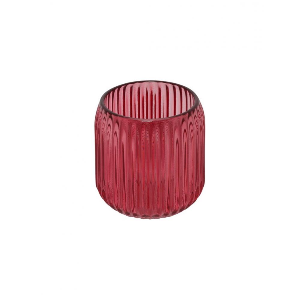 Κηροπήγιο γυαλ.κόκκινο ριγέ 8Χ8,5 Plastona 013.825122