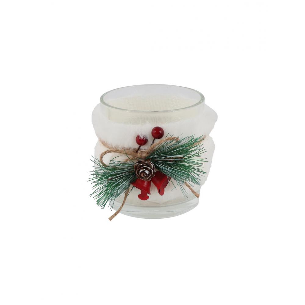 Κηροπήγιο γυαλ.ματ λευκό xmas 7,3Χ8 Plastona 013.823197