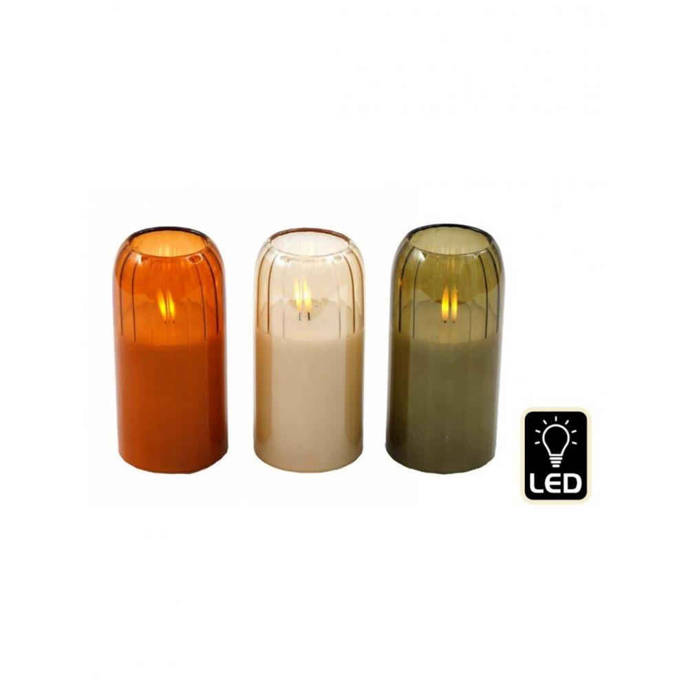 Κηροπήγιο γυαλ.με κερί LED 3χρ. 7,5Χ12,5 Plastona 014.EL0990
