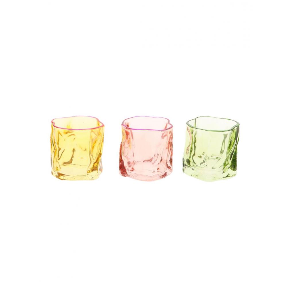 Κηροπήγιο γυάλινο 3χρώματα 8,8x8,2cm Plastona 012.862624095