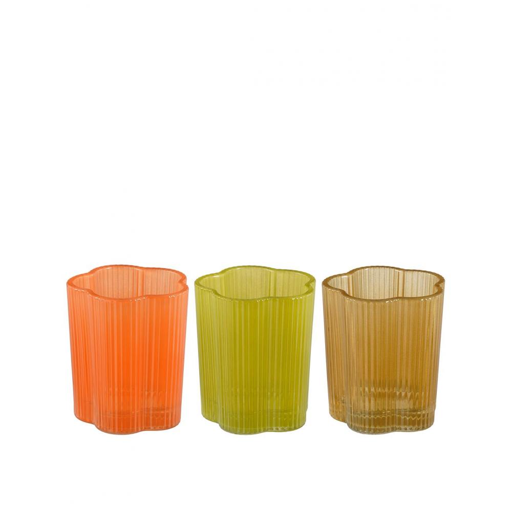 Κηροπήγιο γυάλινο 3χρώματα Φ7Η8,5cm Plastona 02.1172177