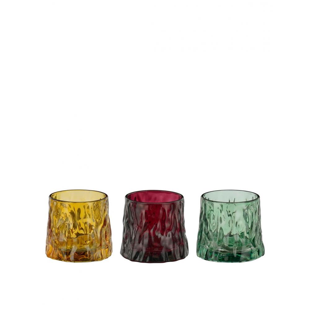 Κηροπήγιο γυάλινο 3χρώματα Φ8Η7cm Plastona 02.1190861