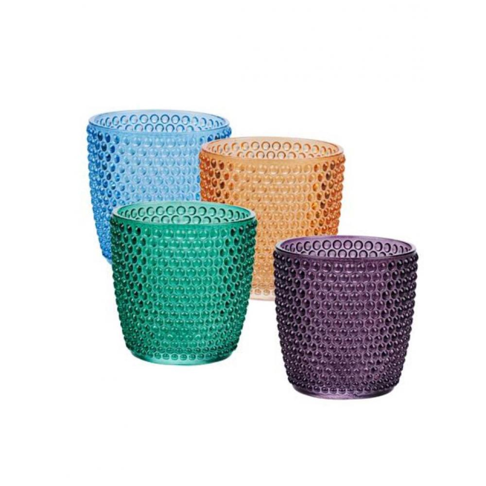 Κηροπήγιο γυάλινο 4χρώματα Φ7,5x7,5cm Plastona 03.56988