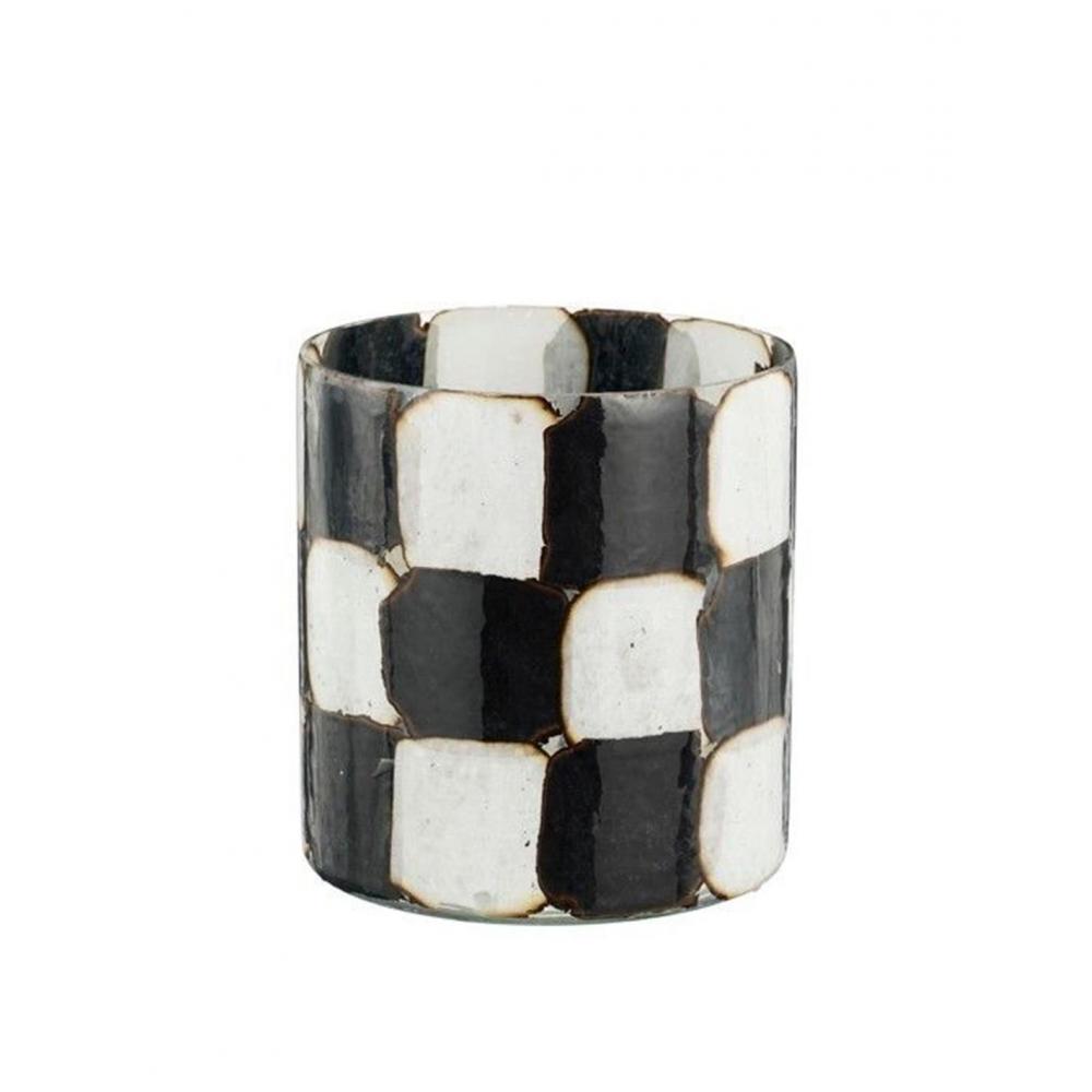 Κηροπήγιο γυάλινο black&white 12x12cm Plastona 02.1177574