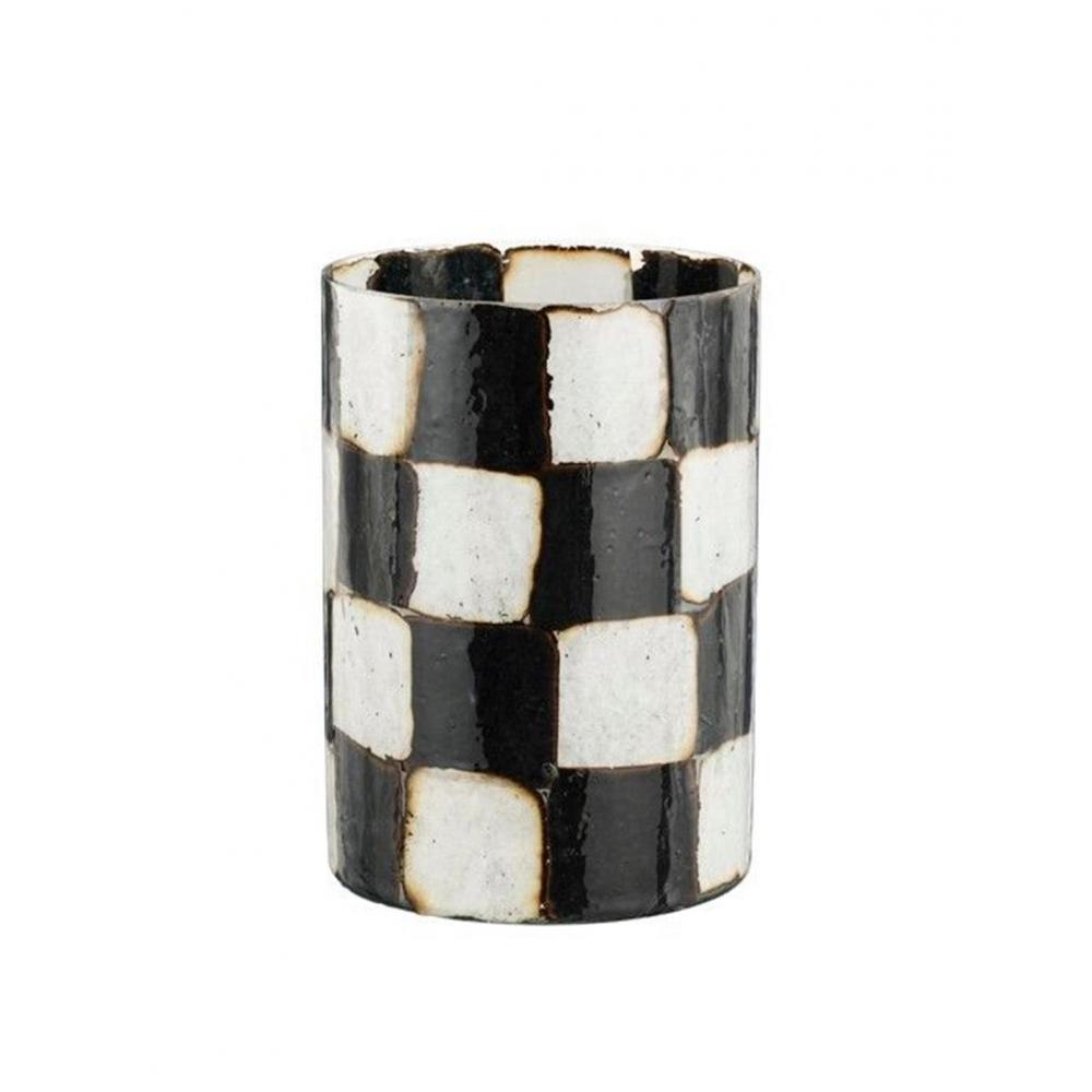 Κηροπήγιο γυάλινο black&white 12x18cm Plastona 02.1177575
