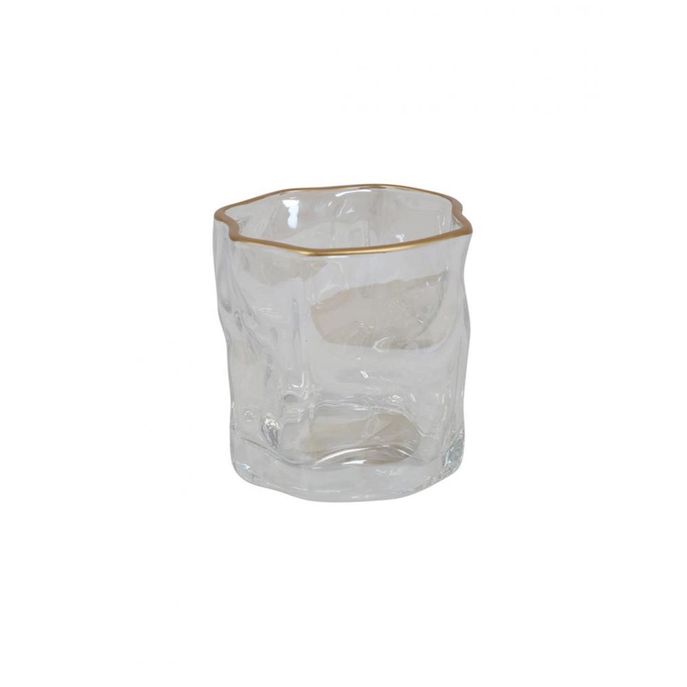 Κηροπήγιο γυάλινο διάφανο χρυσό rim Φ8,2Η8cm Plastona 013.817971