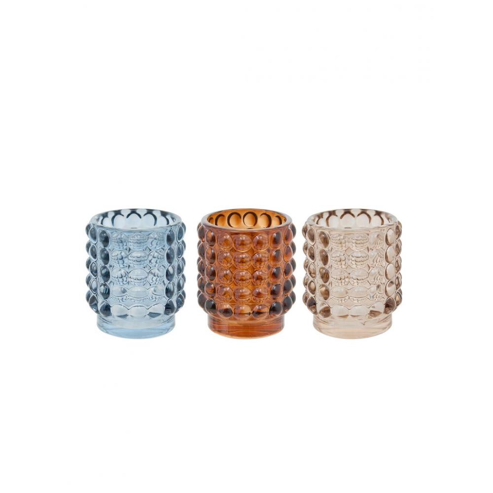 Κηροπήγιο γυάλινο 3 χρωματα 7x8cm Plastona 07.210141