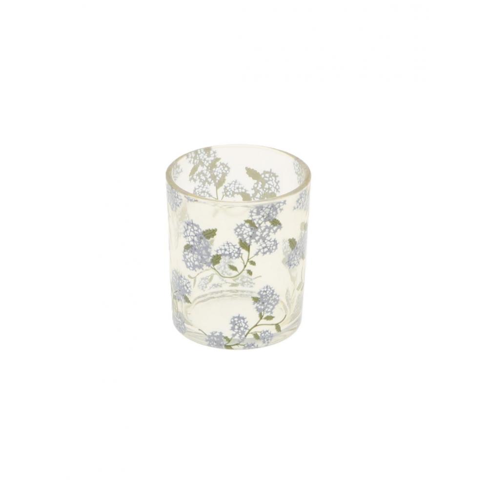 Κηροπήγιο γυάλινο μπλε λουλούδια 7x8,2cm Plastona 012.862624085