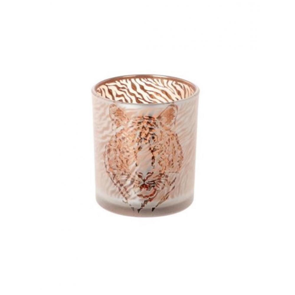 Κηροπήγιο γυάλινο Tiger print 7x7cm Plastona 012.312207009