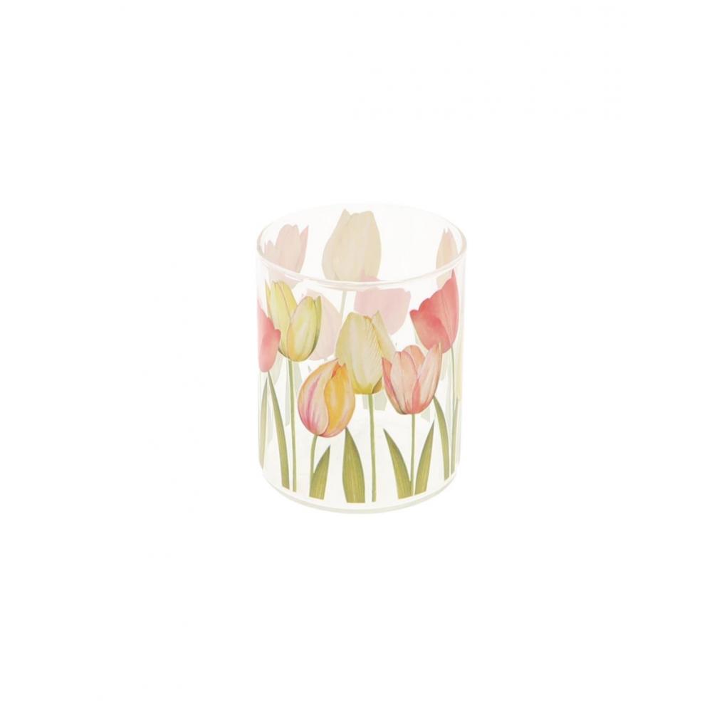 Κηροπήγιο γυάλινο τουλίπες 8x10cm Plastona 012.862608052