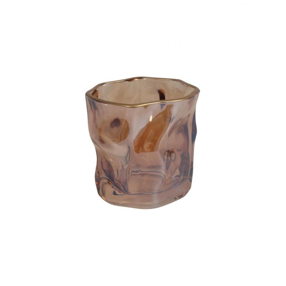 Κηροπήγιο γυάλινο χρυσό χρυσό rim Φ8,2Η8cm Plastona 013.817966