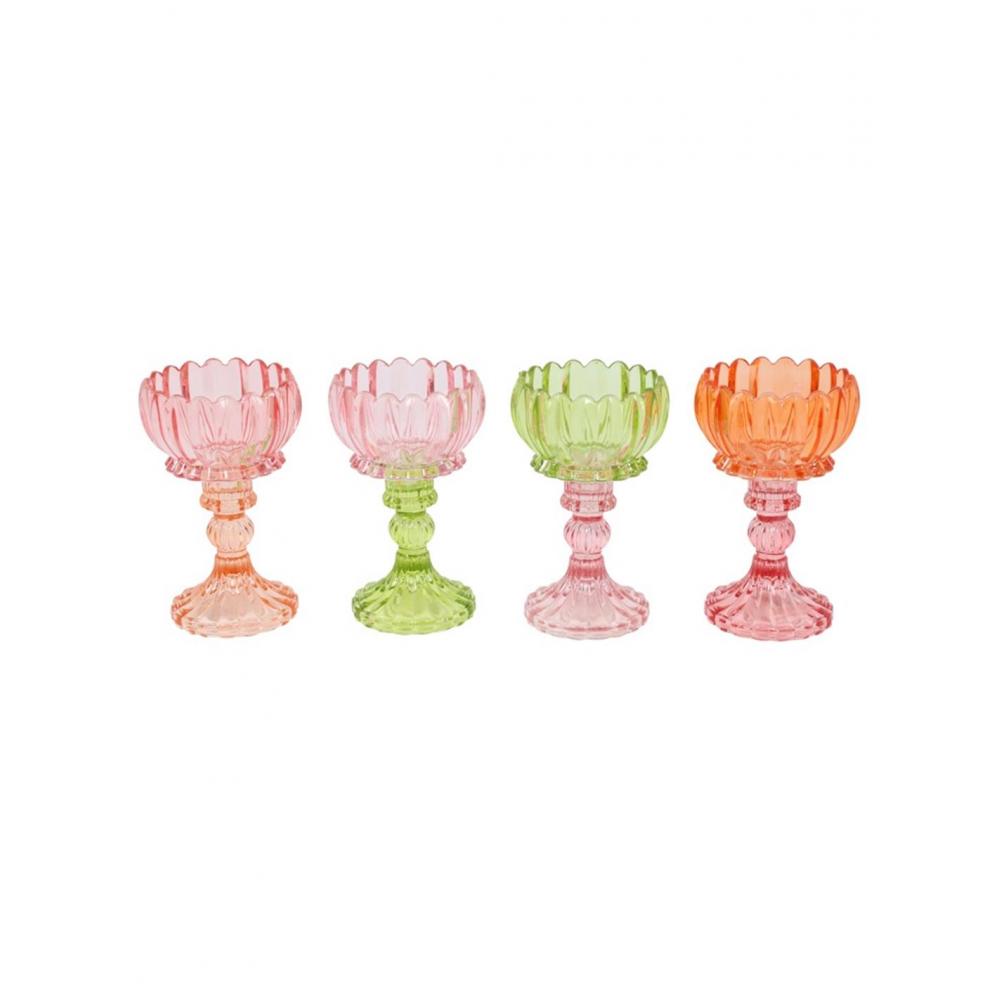 Κηροπήγιο λουλούδι με πόδι multicolor/4χρώματα Φ9,5Η11cm Plastona 013.817949