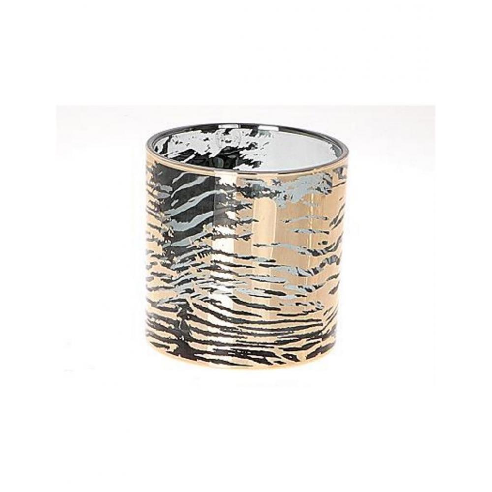 Κηροπήγιο ποτήρι γυαλ. μαύρο χρυσό Φ15Η15cm Plastona 012.312207027