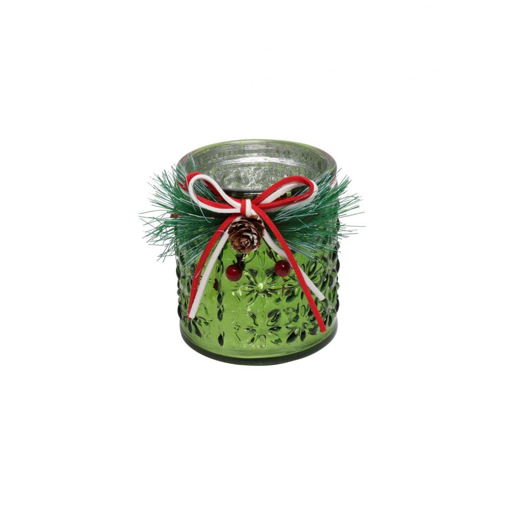 Κηροπήγιο πράσινο xmas γυαλ. με κερί 8Χ9 Plastona 013.823184