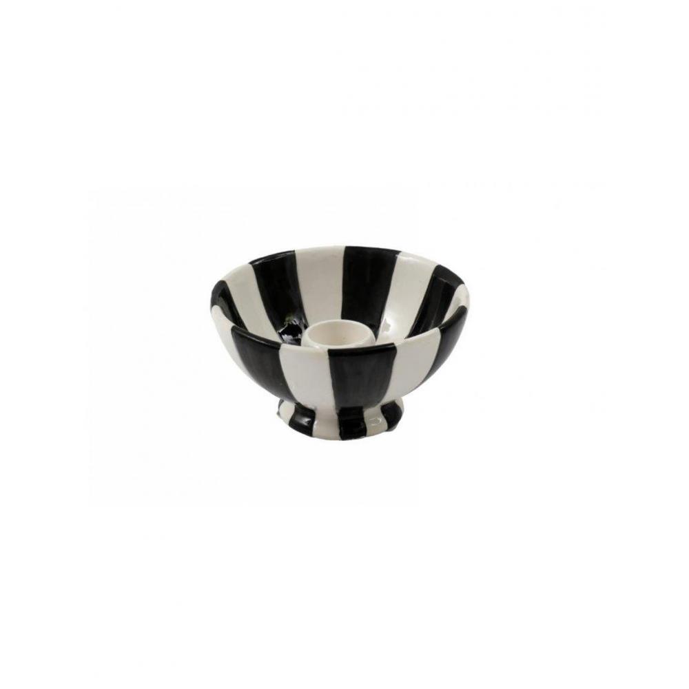 Κηροπήγιο ριγέ μαυρόασπρο 10,5X5 cm Plastona 014.CH6589