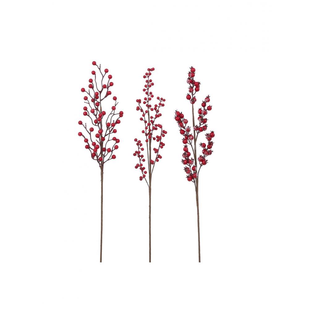 Κλαδί berries κόκκινο/3σχ. Η67cm Plastona 02.1075154