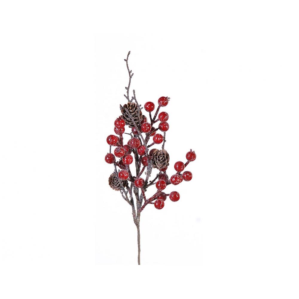 Κλαδί berries με κουκουνάρια Η30cm Plastona 00.11.14429