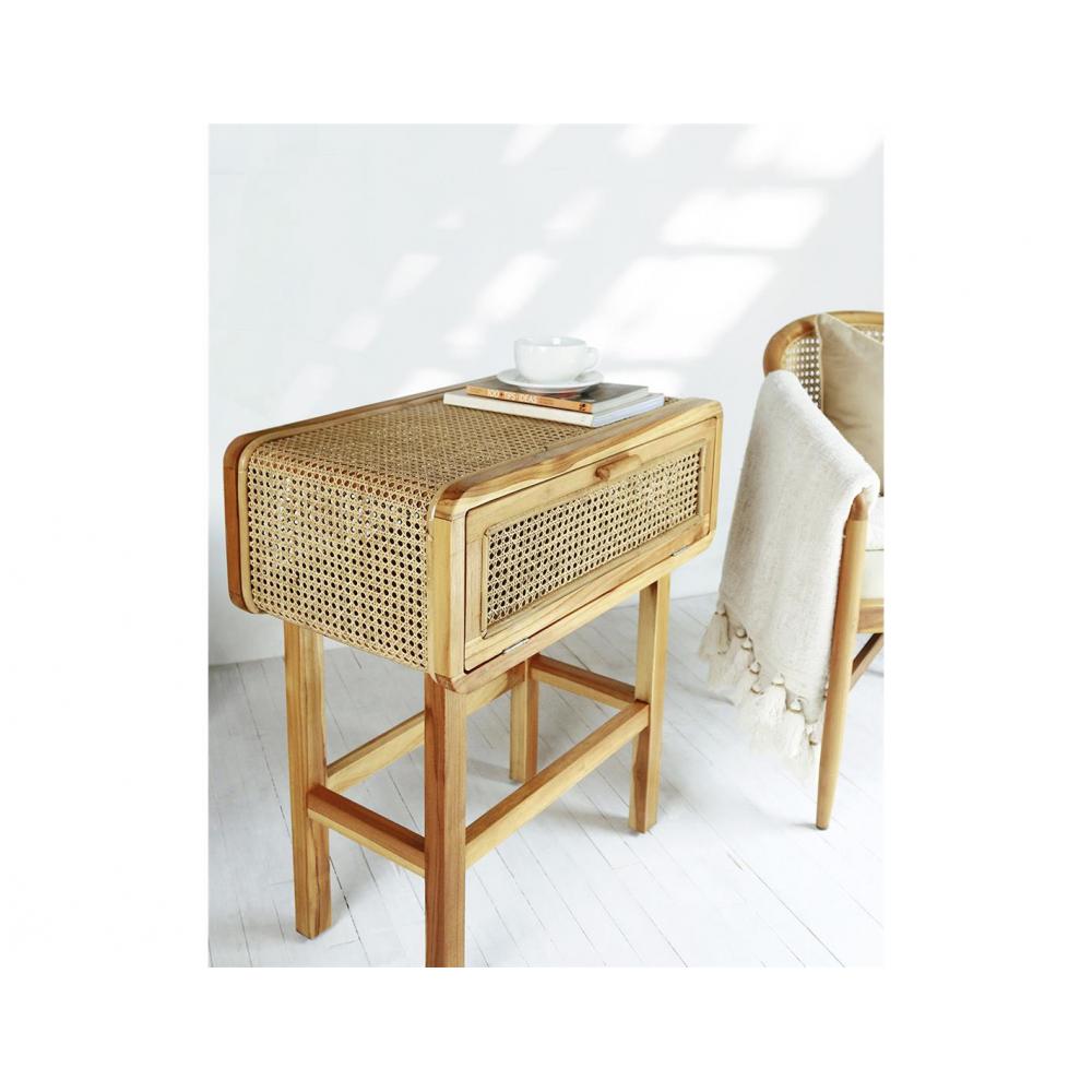 Κομοδίνο Teak/ Rattan 65x38x73 cm Plastona 031.124984