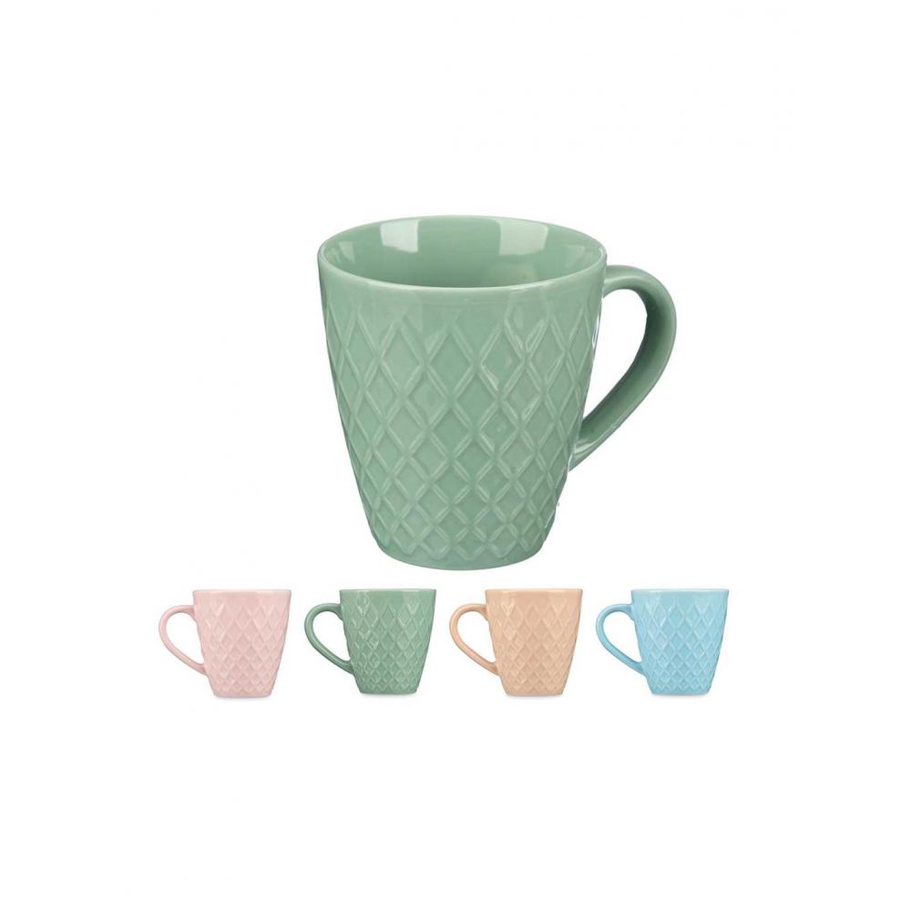 Κούπα κεραμ.παστέλ/4χρώματα 365ml/9x12,5H10cm Plastona 029.78894