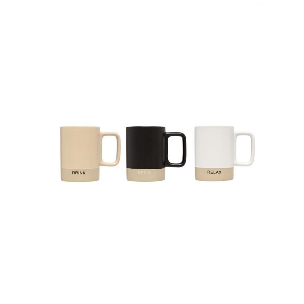 Κούπα κεραμική 3χρώμ./DRINK/RELAX/REFILL 36cl/12,3x8x10,8cm Plastona 07.196560