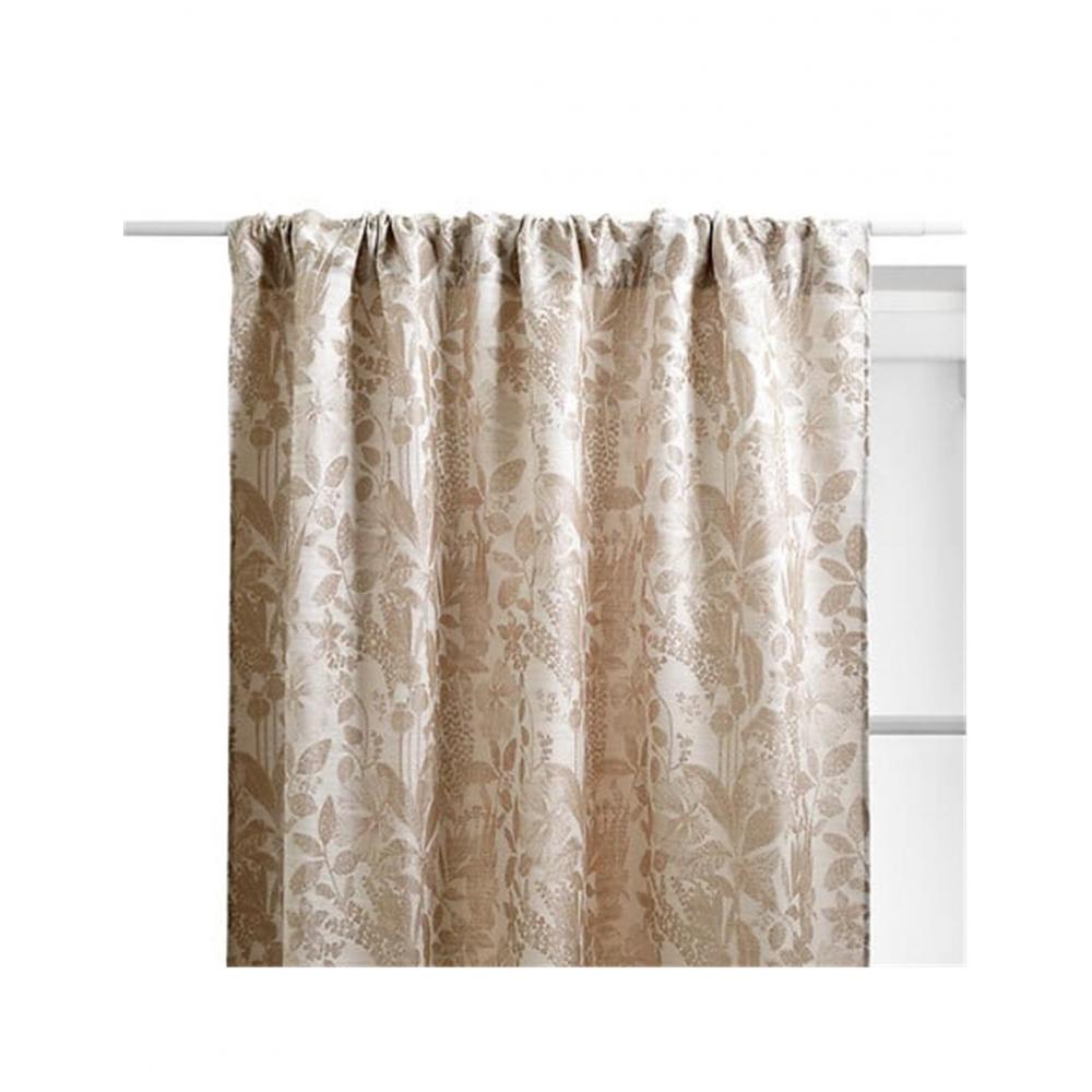 Κουρτίνα λινή μπεζ φύλλα 140x260cm Plastona 07.215424E