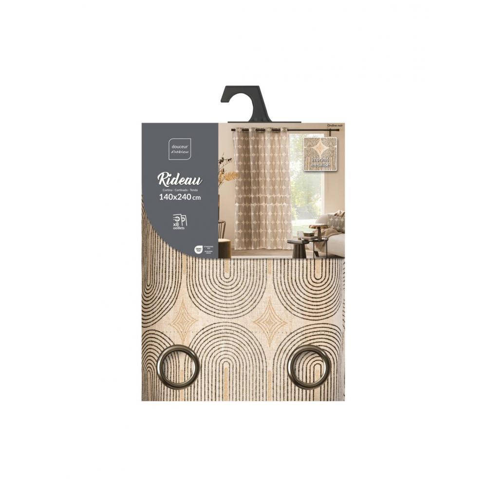Κουρτίνα metallic printed polycotton μπεζ 140x240cm Plastona 027.1612873