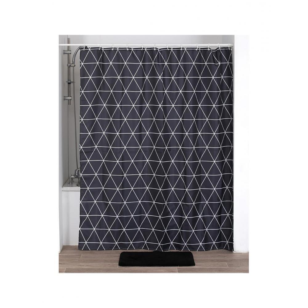 Κουρτίνα μπάνιου μαύρη/λευκοί ρόμβοι 180x200cm Plastona 06.1205721