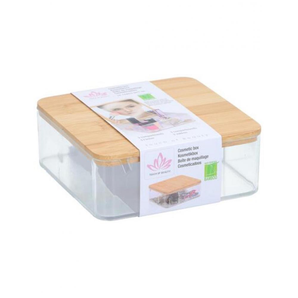 Κουτί αποθ. bamboo καπάκι/καθρέφτη 14,5x14,5x5,5cm Plastona 03.24171