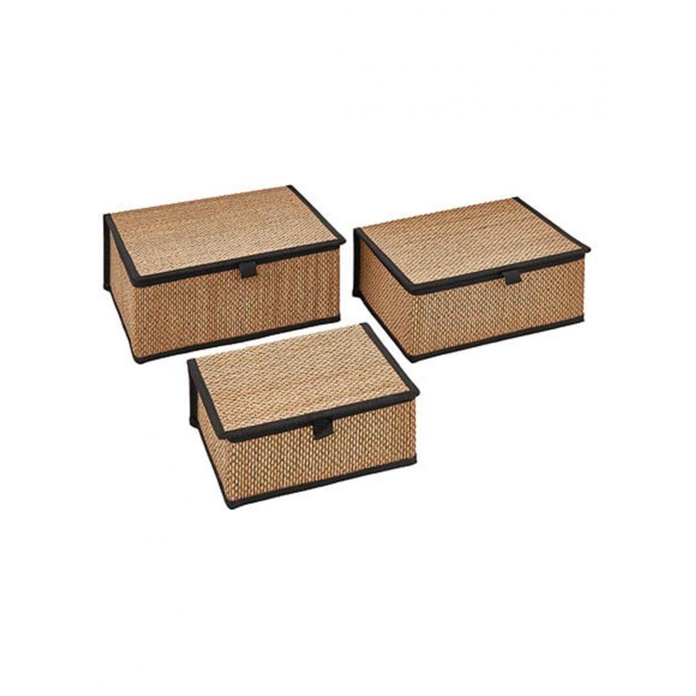 Κουτιά αποθήκευσης bamboo/μαύρο υφασμα. S/3 33,5x25,5x15cm Plastona 07.214726A
