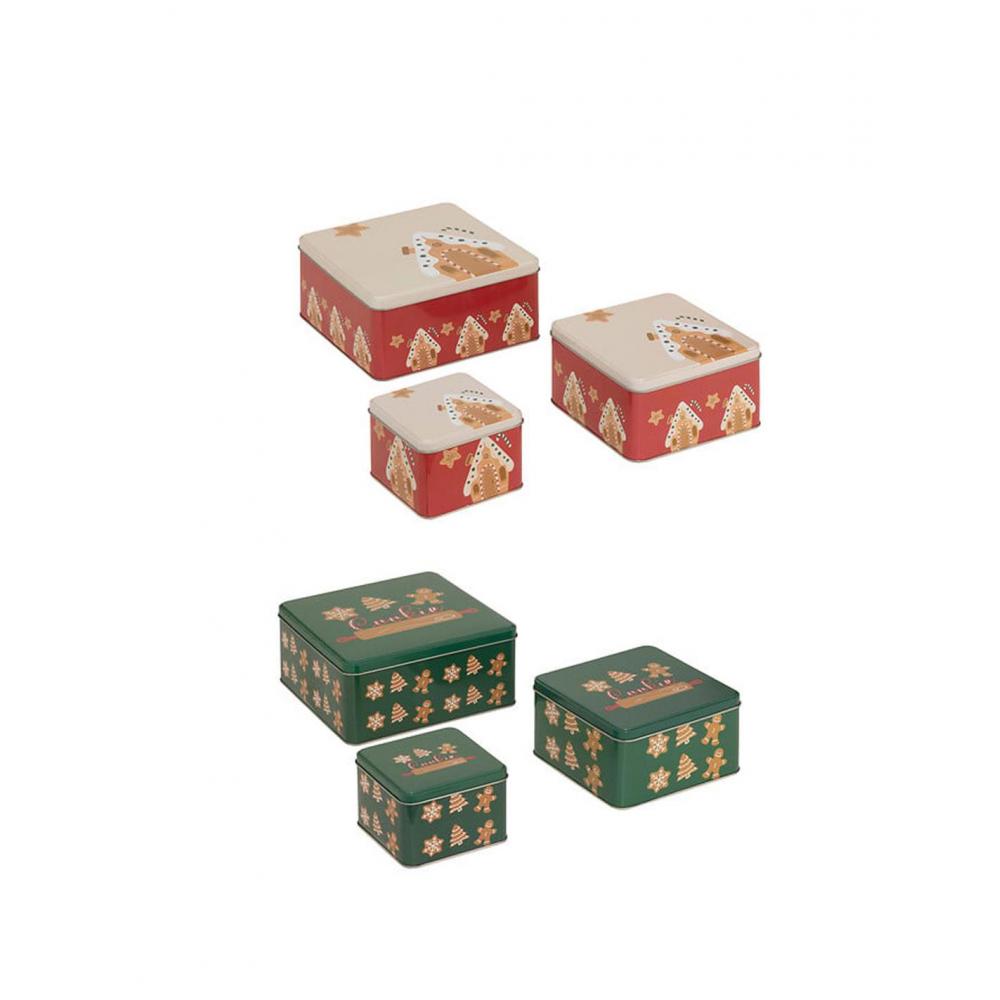Κουτιά μπισκότων christmas set3pcs 19x19x8,5cm Plastona 07.204669