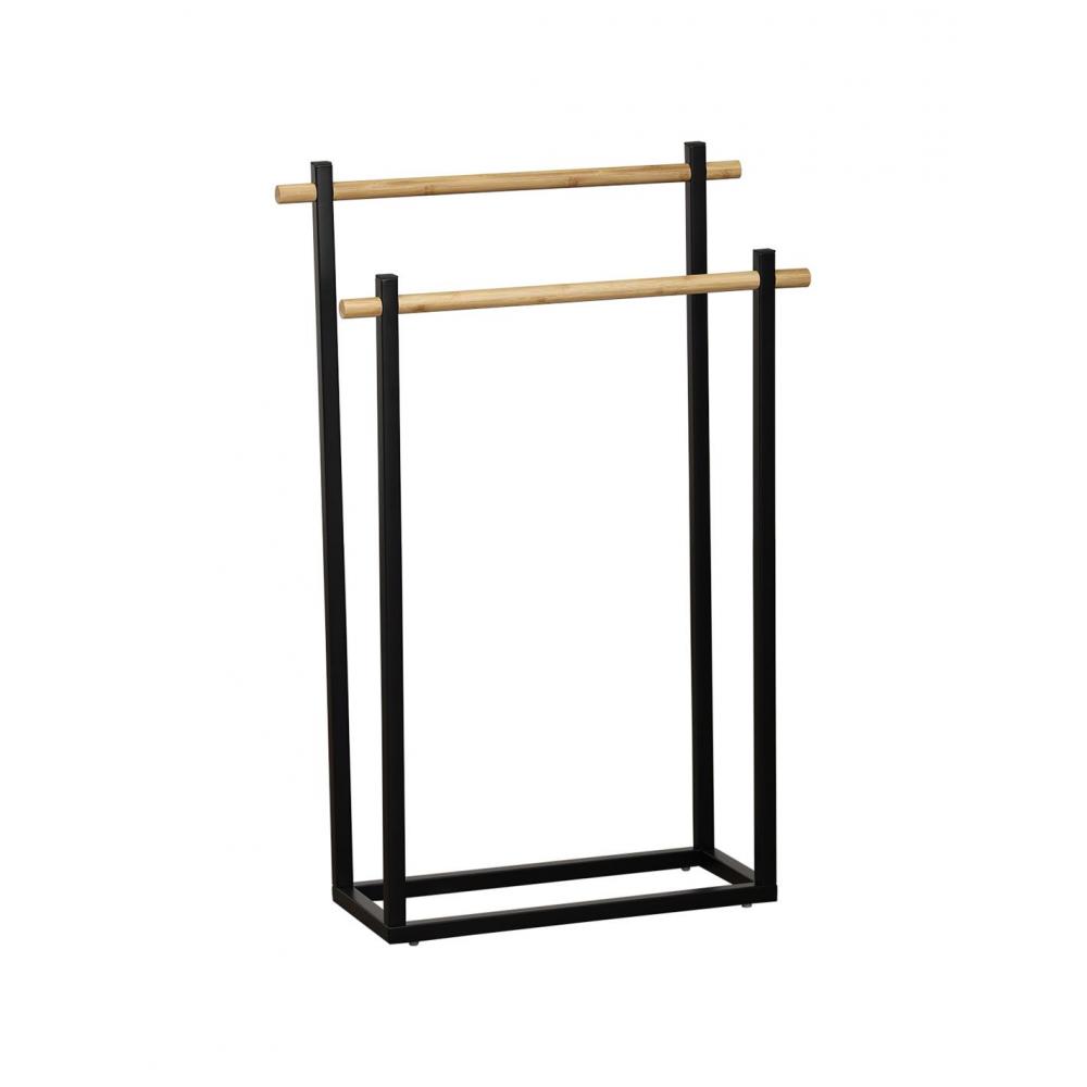 Κρεμάστρα διπλη μεταλ.για πετσετες μαύρη/bamboo 53X20X82 Plastona 06.96164237