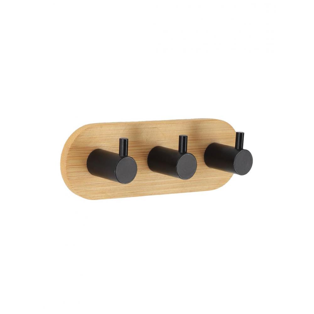 Κρεμάστρα τριπλή μεταλ.μαύρο/bamboo βάση 10.8 x 15.8 x 3.5 cm Plastona 06.9062237
