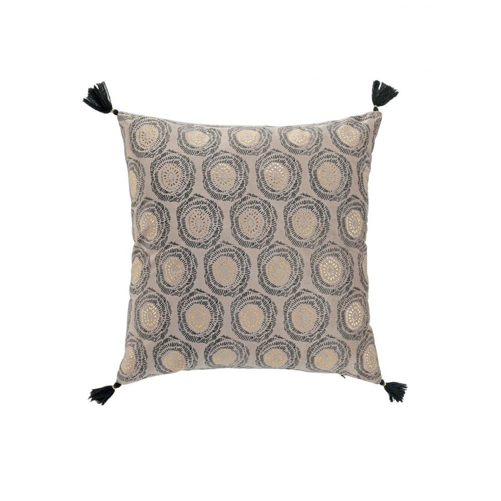 Μαξιλάρι βελουτέ μπέζ/κύκλοι 45x45cm Plastona 027.1608972