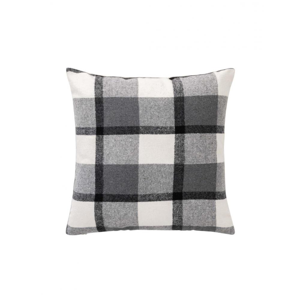 Μαξιλάρι καρό tartan/sherpa ανθρακί 45x45cm Plastona 027.1612860