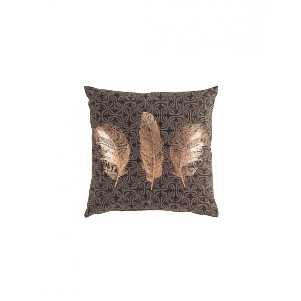 Μαξιλάρι metallic printed φτερά καφέ 45x45cm Plastona 027.1609456