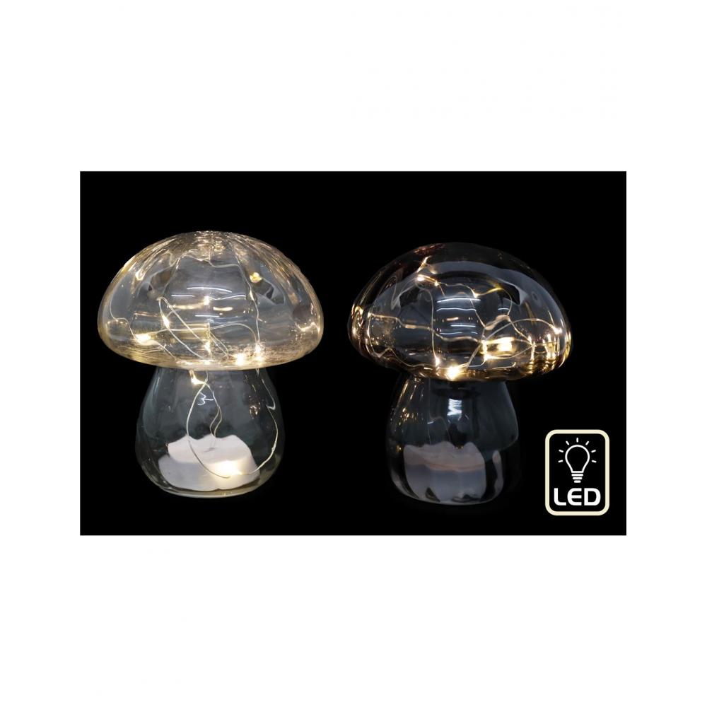Μανιτάρι γυάλινο με LED 13,5X16cm Plastona 014.OR6374