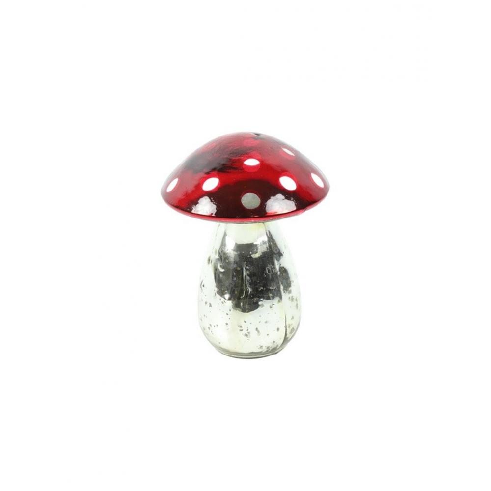 Μανιτάρι κερ.ασημί/κόκκινο Φ8,5Η11,5cm Plastona 013.810840
