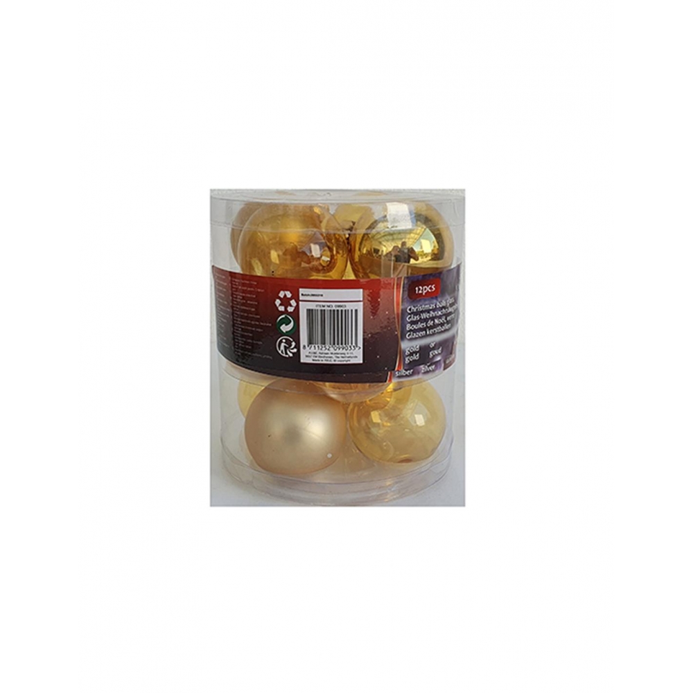 Μπάλα 6εκ. γυαλ. χρυσό χρ. σετ 12 Plastona 03.09903