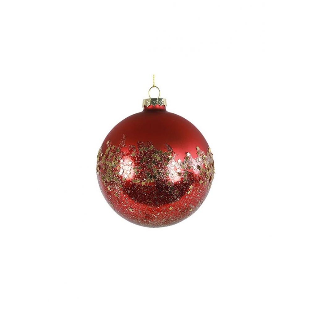 Μπάλα γυαλ.8εκ.κόκκινη με glitter Plastona 013.789244