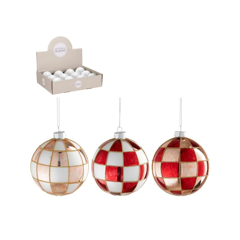 Μπάλα γυαλ.καρώ 3χρωμ. Φ10cm Plastona 02.1163152