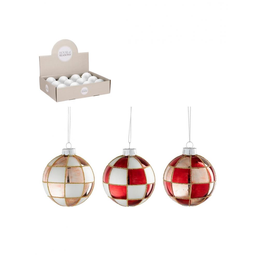 Μπάλα γυαλ.καρώ 3χρωμ. Φ8cm Plastona 02.1163151