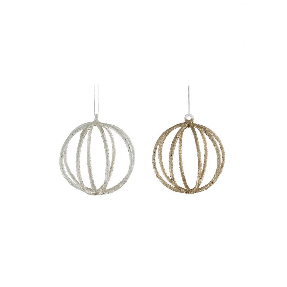 Μπάλα γυαλ.χρυσή ασημί /2χρωμ. Φ10cm Plastona 02.1163297