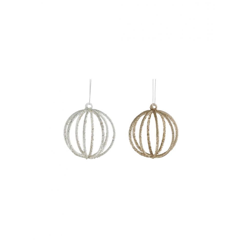 Μπάλα γυαλ.χρυσή ασημί /2χρωμ. Φ8,5cm Plastona 02.1163296