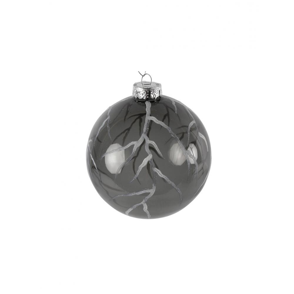 Μπάλα γυάλινη γκρι με κλαδιά Φ10cm Plastona 013.784484